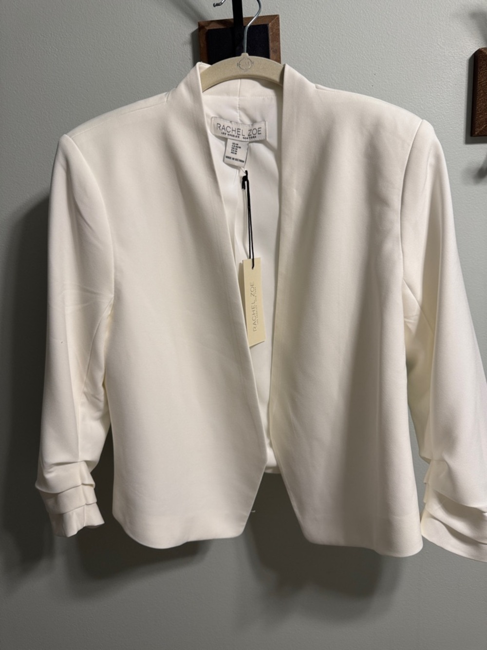 Rachel Zoe White Open-Front Draped Blazer - M